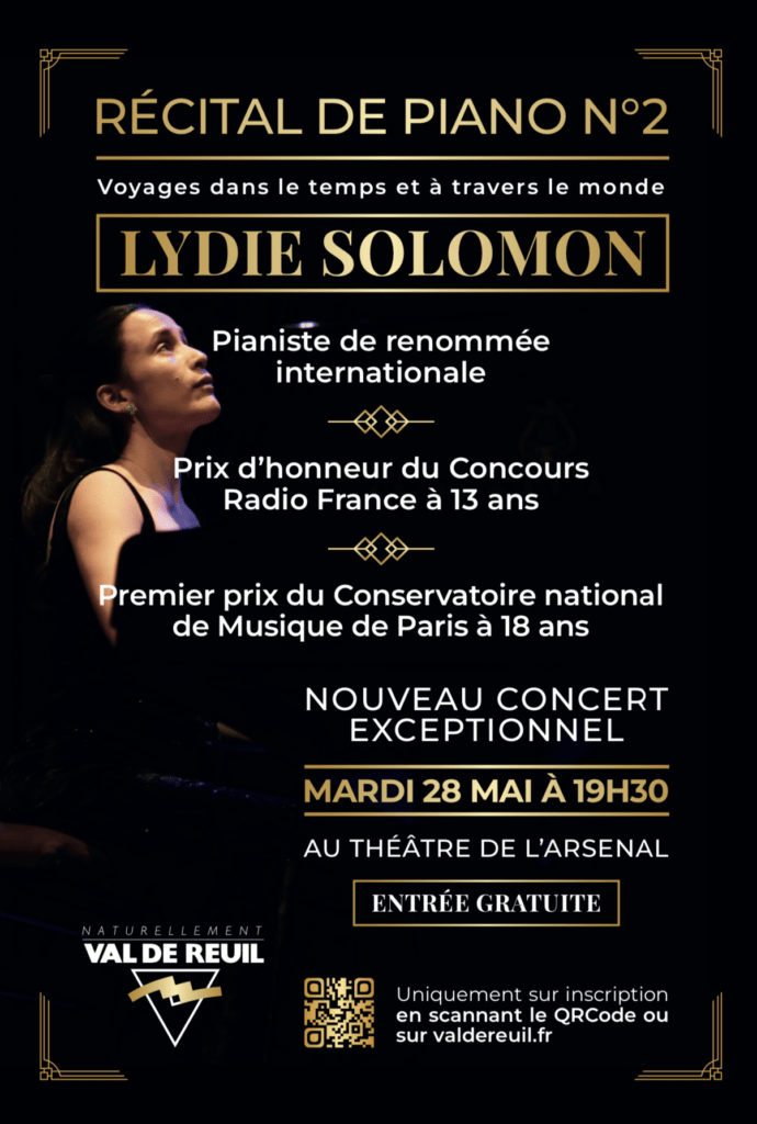 Récital de Piano de Lydie Solomon Mardi 28 mai 2024 au théâtre de l'Arsenal.