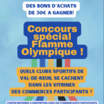 Jeux concours spécial flamme olympique du 24 juin au 3 juillet 2024 dans les commerçants de la ville participants.