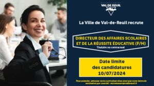 La Ville de Val-de-Reuil recrute un directeur des affaires scolaires et de la réussite éducative (F/H).