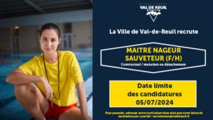 La Ville de Val-de-Reuil recrute un Maitre nageur sauveteur (F/H).
