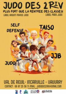 Le Judo des 2 RIV tiennent des séances d'inscriptions pour la saison 2024/2025 en début des cours pour les enfants et adultes  du 4 au 30 septembre 2024 au complexe sportif Léo Lagrange.