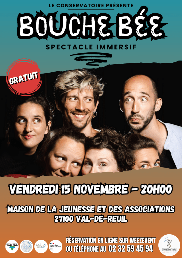 Bouche Bée - spectacle immersif A la Maison de la Jeunesse et des Associations (MJA) Place des Chalands, 27100 Val-de-Reuil Vendredi 15 novembre 2024 à 20h00 Gratuit Tout public dès 6 ans Durée : 1 heure