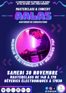 Le Conservatoire de Musique et de Danse et Théâtre de Val-de-Reuil, Léry, Poses vous présente AALAS dans le cadre d'une MASTERCLASS suivi d'un concert le samedi 30 novembre dans l'auditorium.