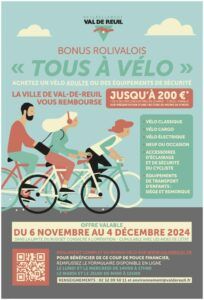 Bonus tous à vélo du 6 Novembre au 4 Décembre 2024